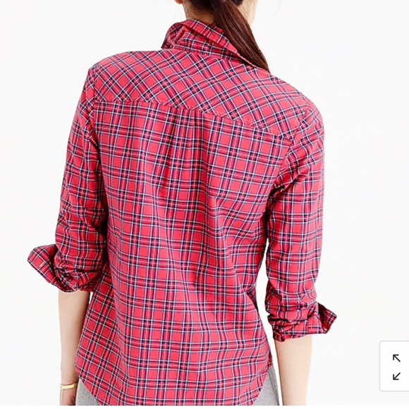 BRAND NEW!! J. Crew Red Tartan Popover Shirt - Picture 3 of 6